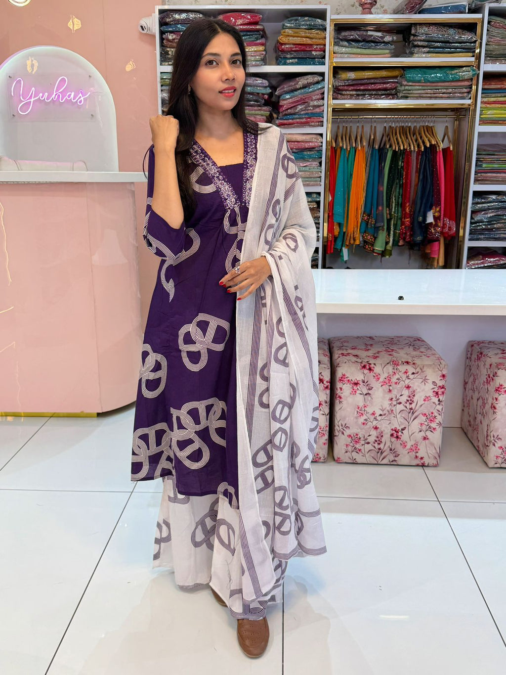 Pure Cotton Purple Salwar