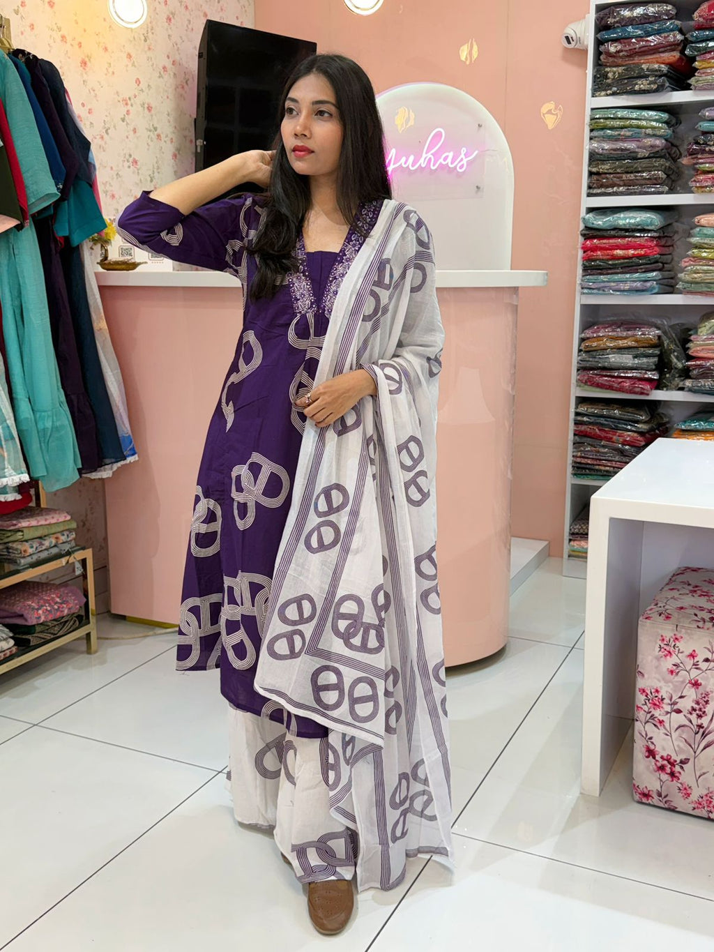 Pure Cotton Purple Salwar