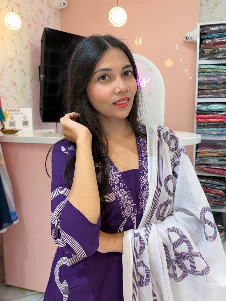 Pure Cotton Purple Salwar