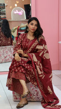 Pure Cotton Maroon Suit