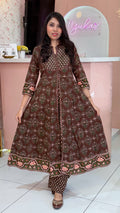 Premium Brown Cotton Anarkali -YVS097