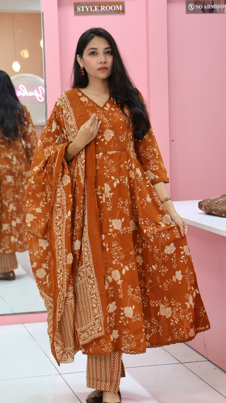 Pure Cotton Brown Anarkali