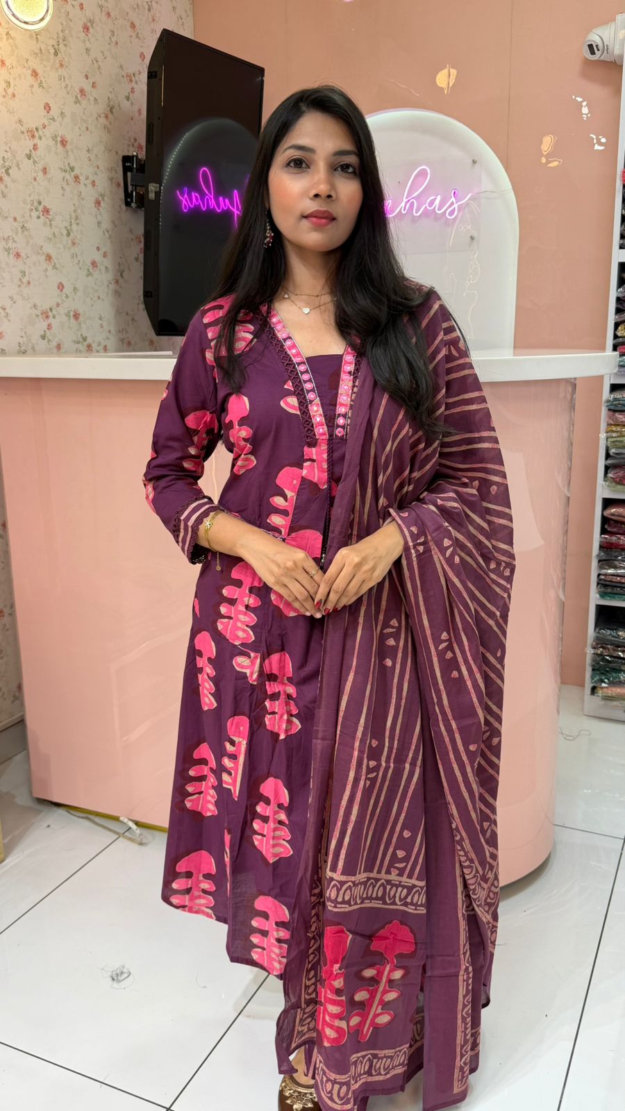 Premium Pure Cotton Purple salwar - YVS117