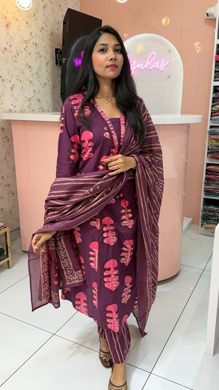 Premium Pure Cotton Purple salwar - YVS117