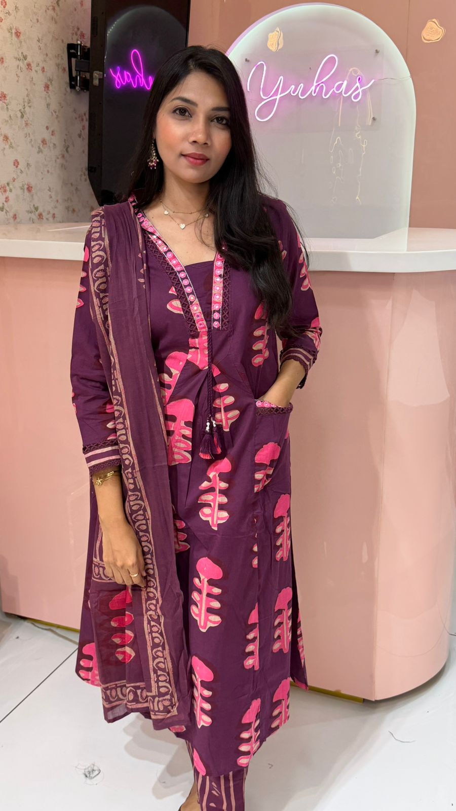 Premium Pure Cotton Purple salwar - YVS117