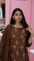 premium Brown Work Cotton Anarkali