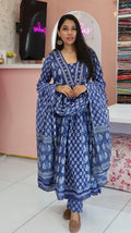 Pure Cotton Blue Anarkali Suit - YVS122
