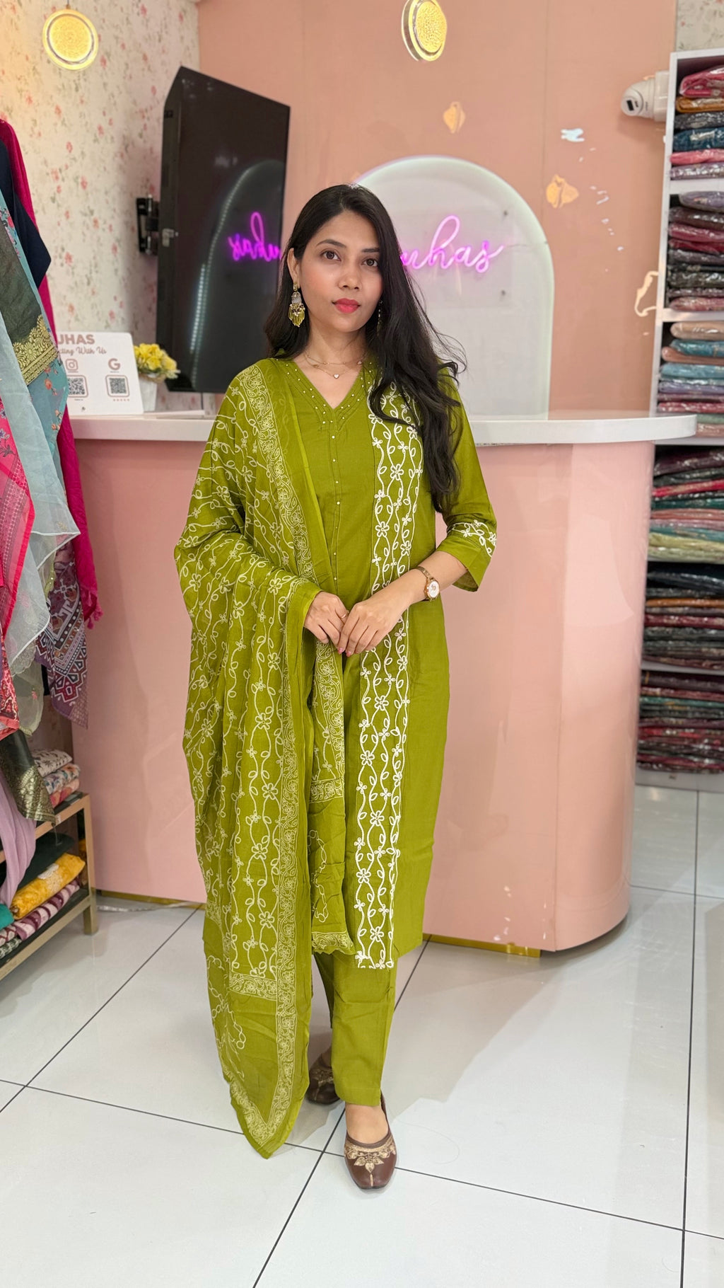 Premium Embroidery Green Salwar Suit
