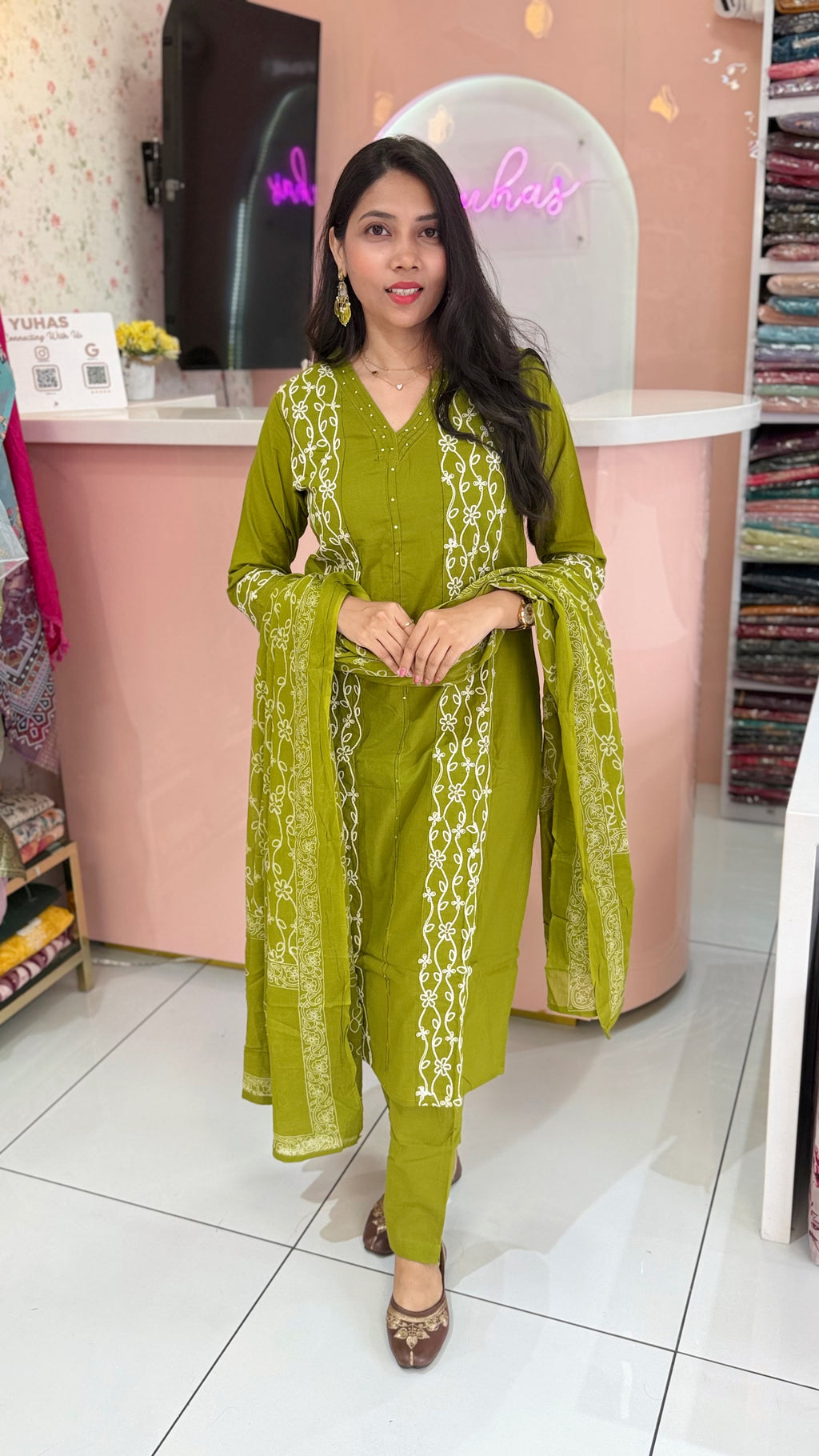 Premium Embroidery Green Salwar Suit