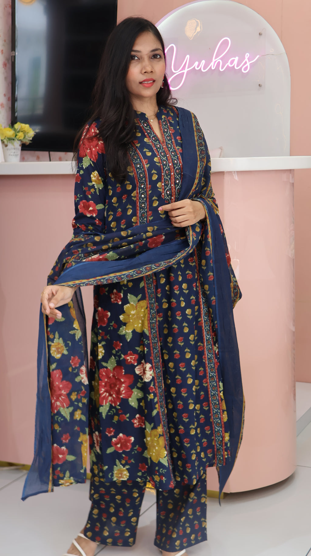 Royal Blue Trending Cotton Salwar Suit -YVS146