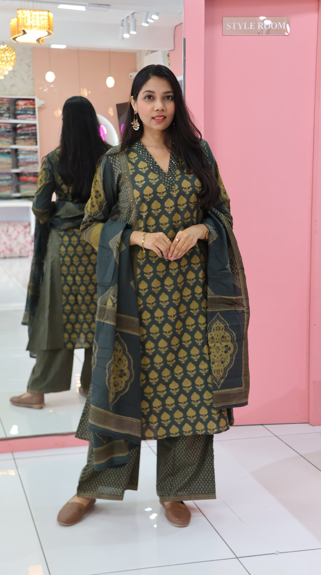 Pure Cotton Green Anarkali Salwar -YVS148