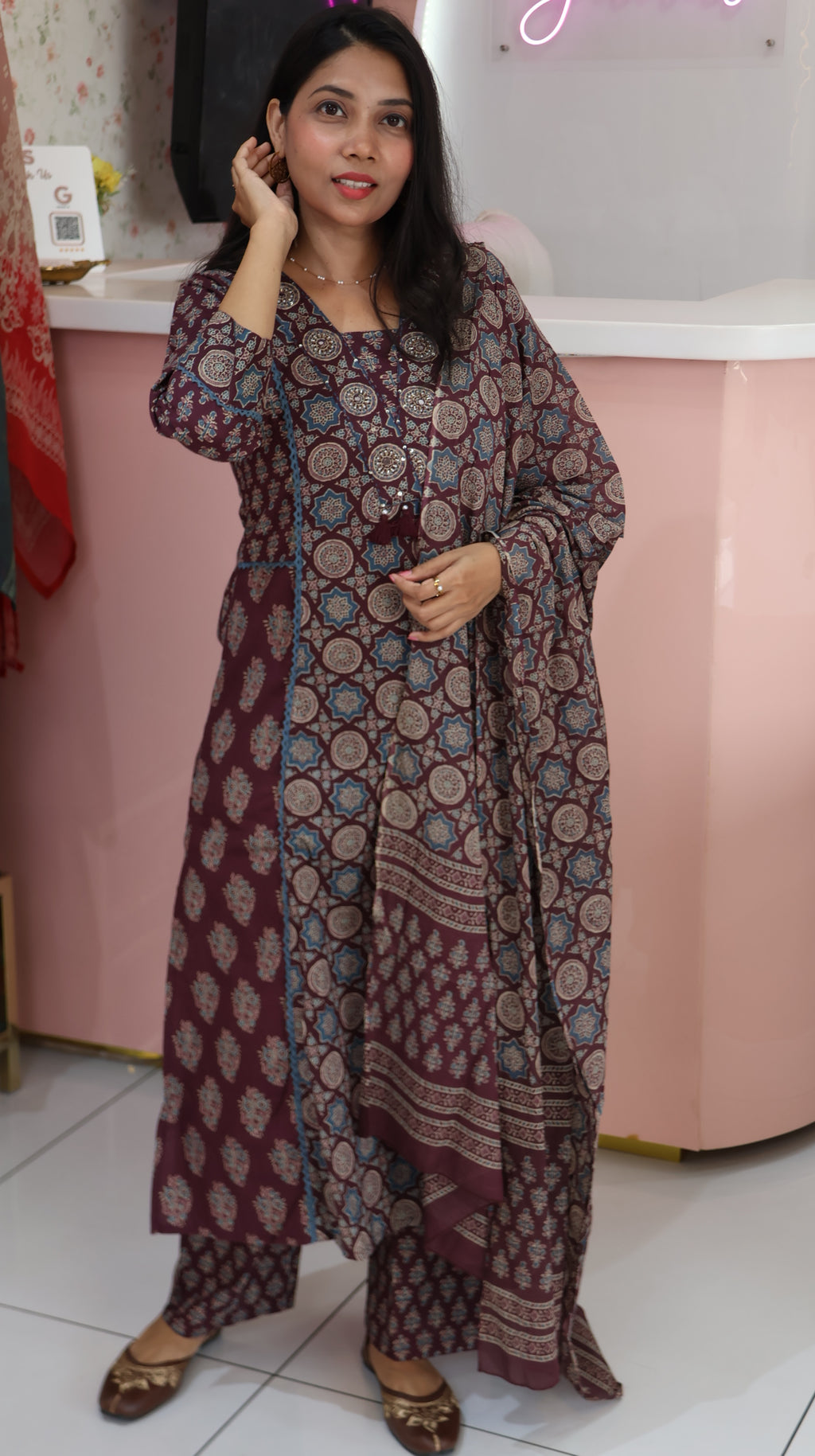 Ajrakh Print Purple Salwar suit-YVS154