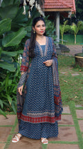 Pure Cotton Blue Anarkali Salwar -YVS155