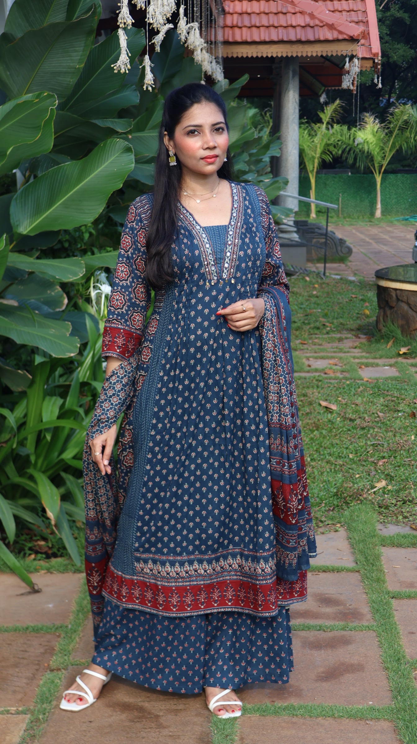 Pure Cotton Blue Anarkali Salwar -YVS155