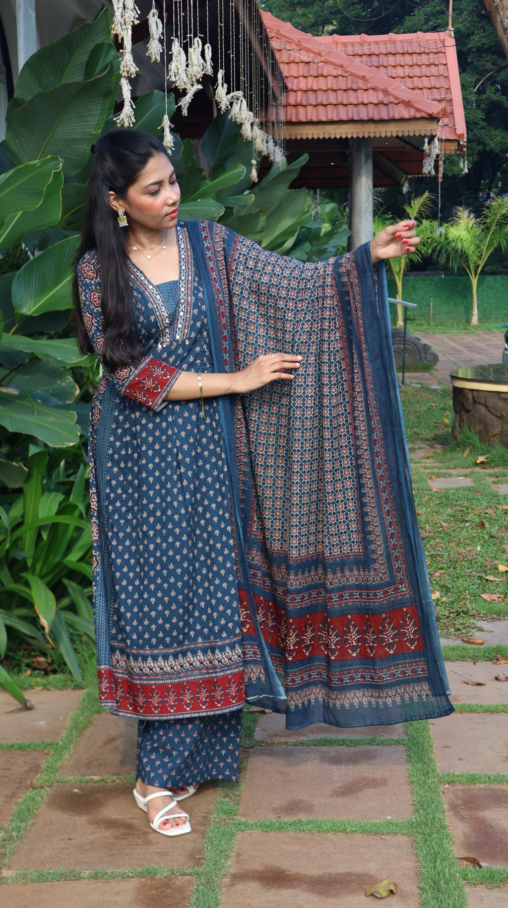 Pure Cotton Blue Anarkali Salwar -YVS155
