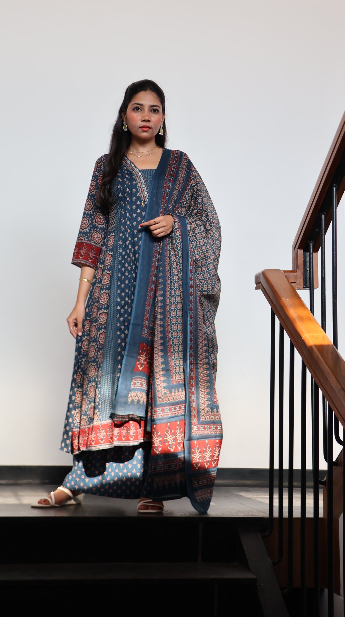 Pure Cotton Blue Anarkali Salwar -YVS155