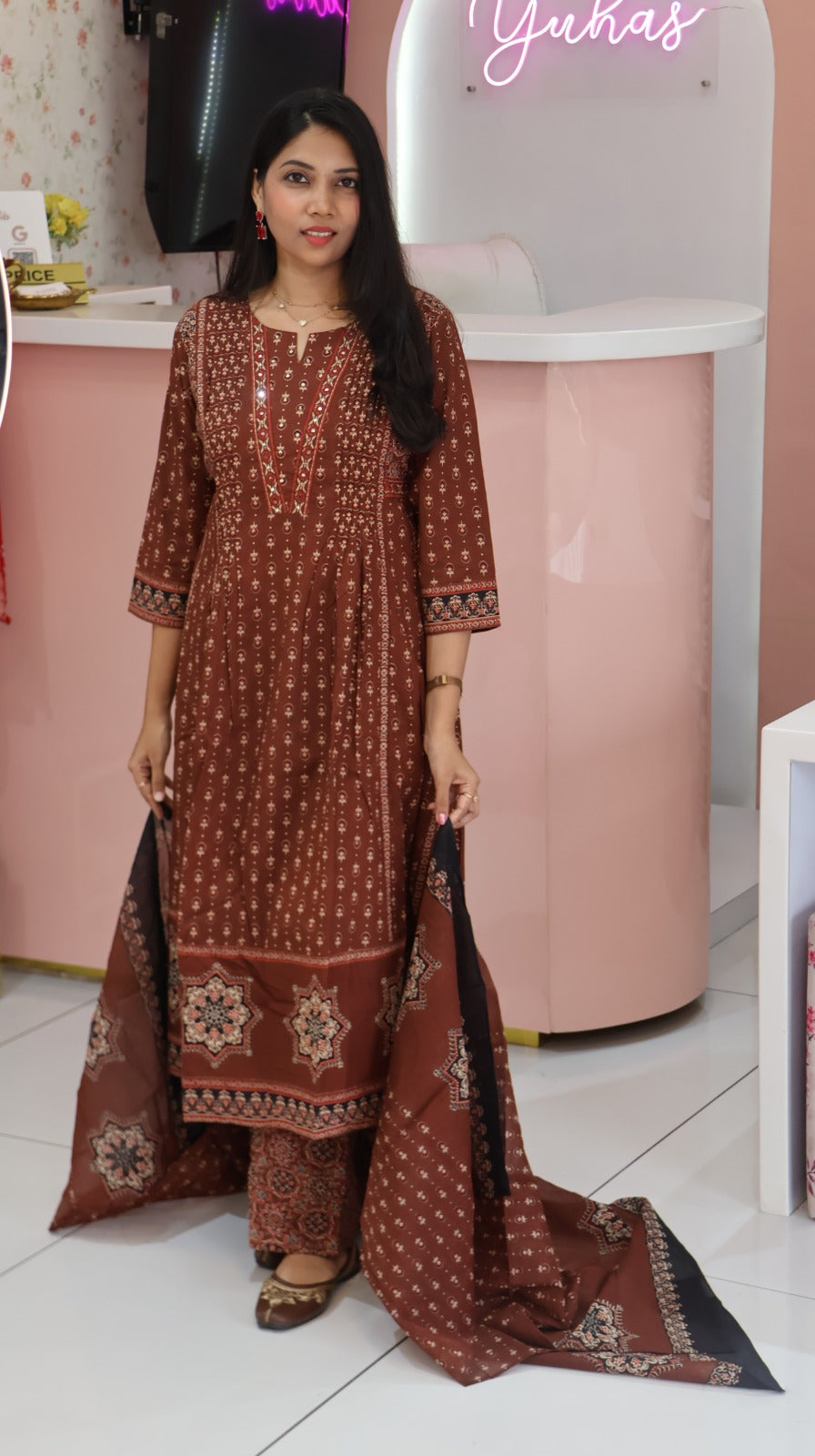 Premium Brown Anarkali salwar - YVS157