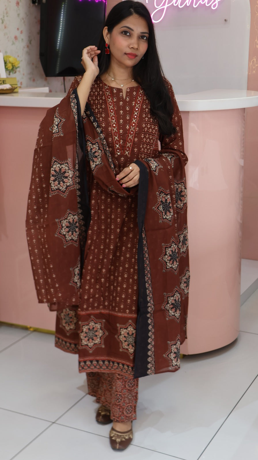 Premium Brown Anarkali salwar - YVS157