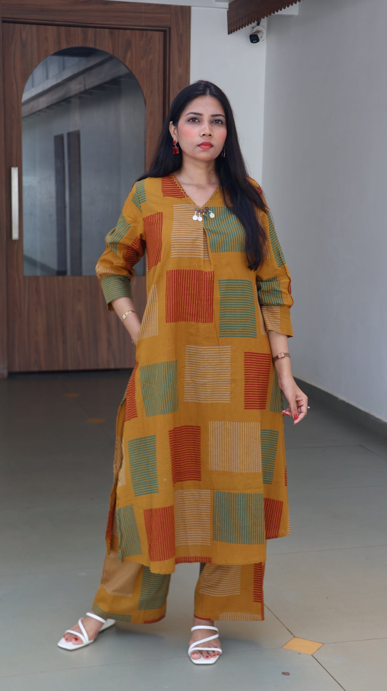 Pure Cotton Mustard Coordset - YVS162
