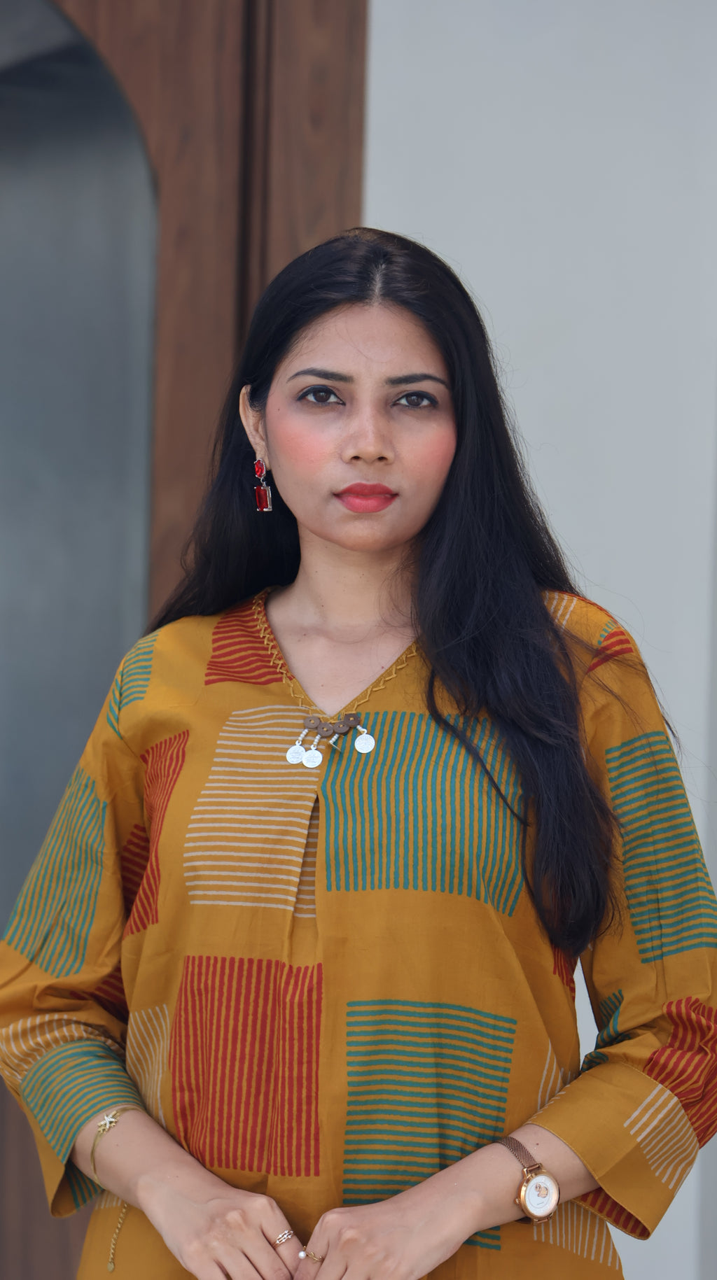 Pure Cotton Mustard Coordset - YVS162