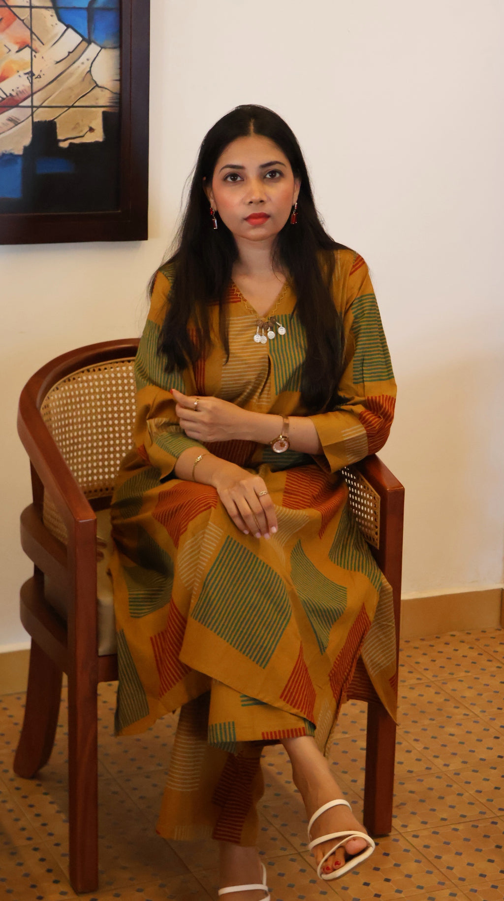 Pure Cotton Mustard Coordset - YVS162