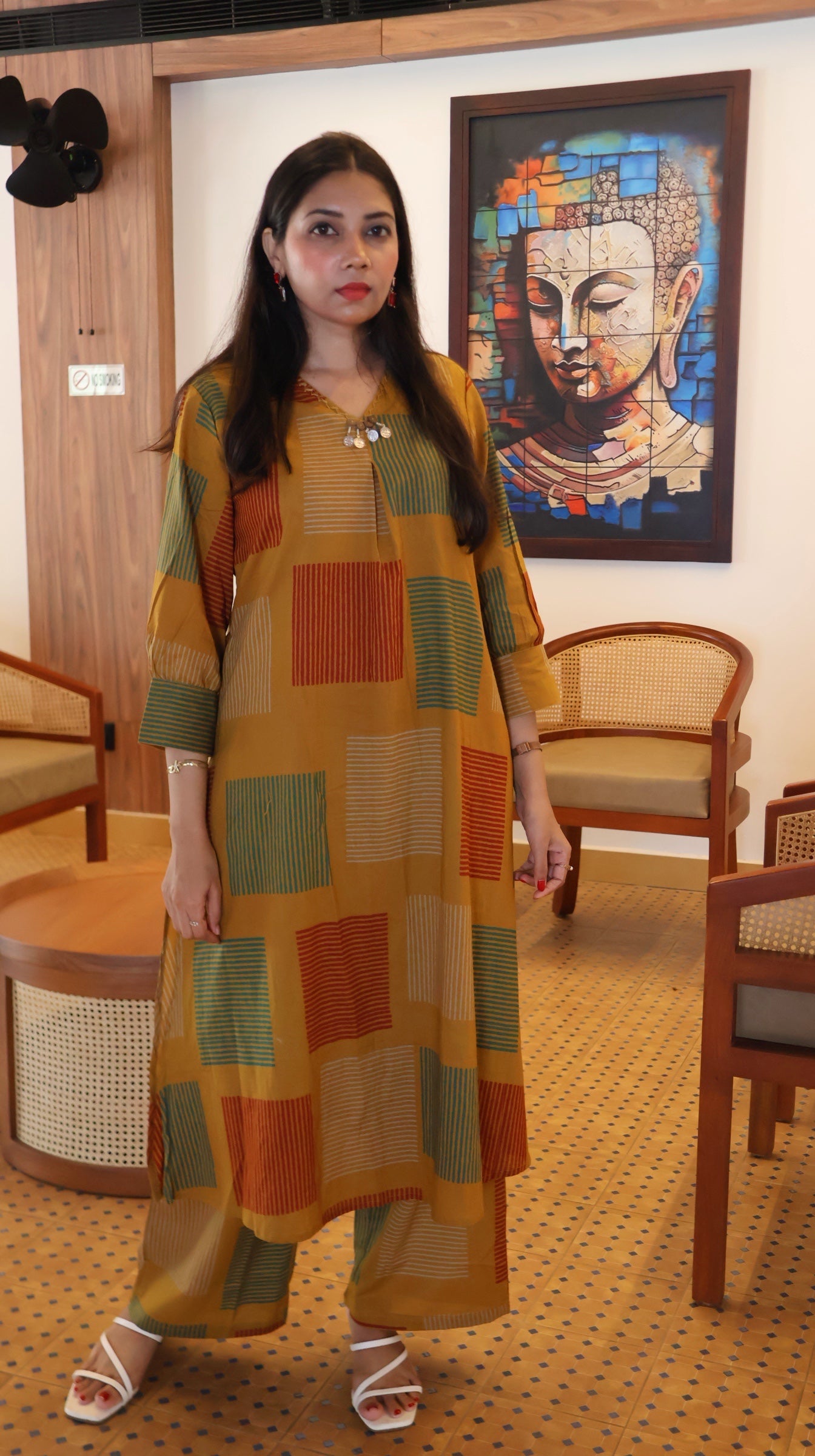 Pure Cotton Mustard Coordset - YVS162