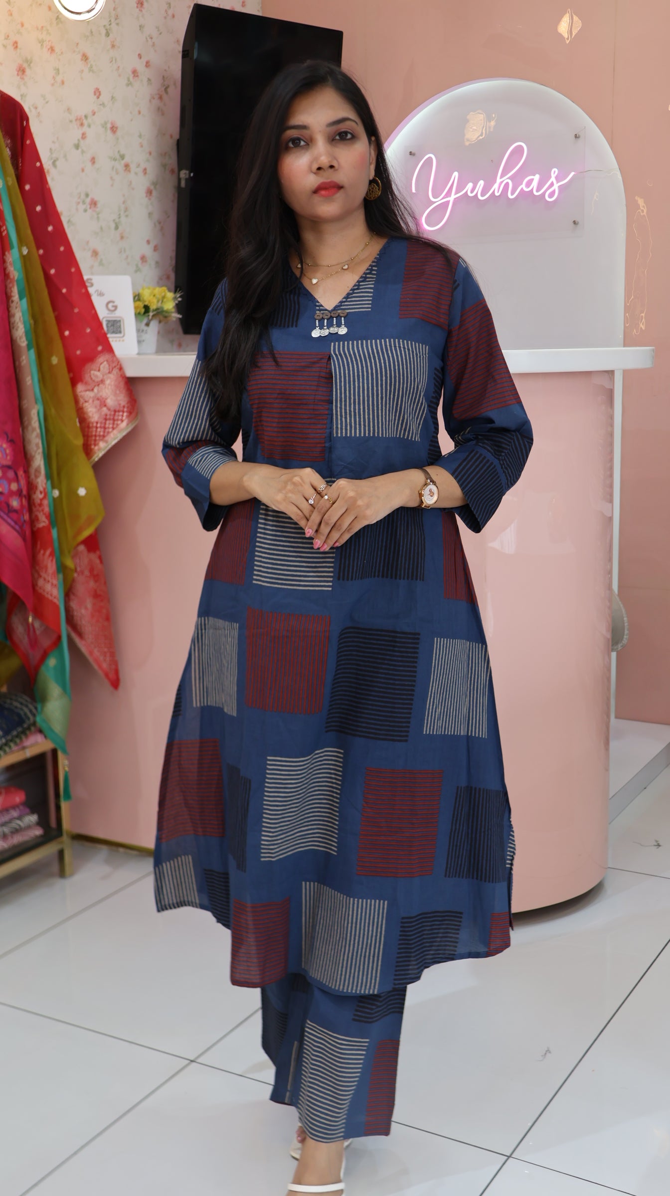 Pure Cotton Blue Coordset - YVS164