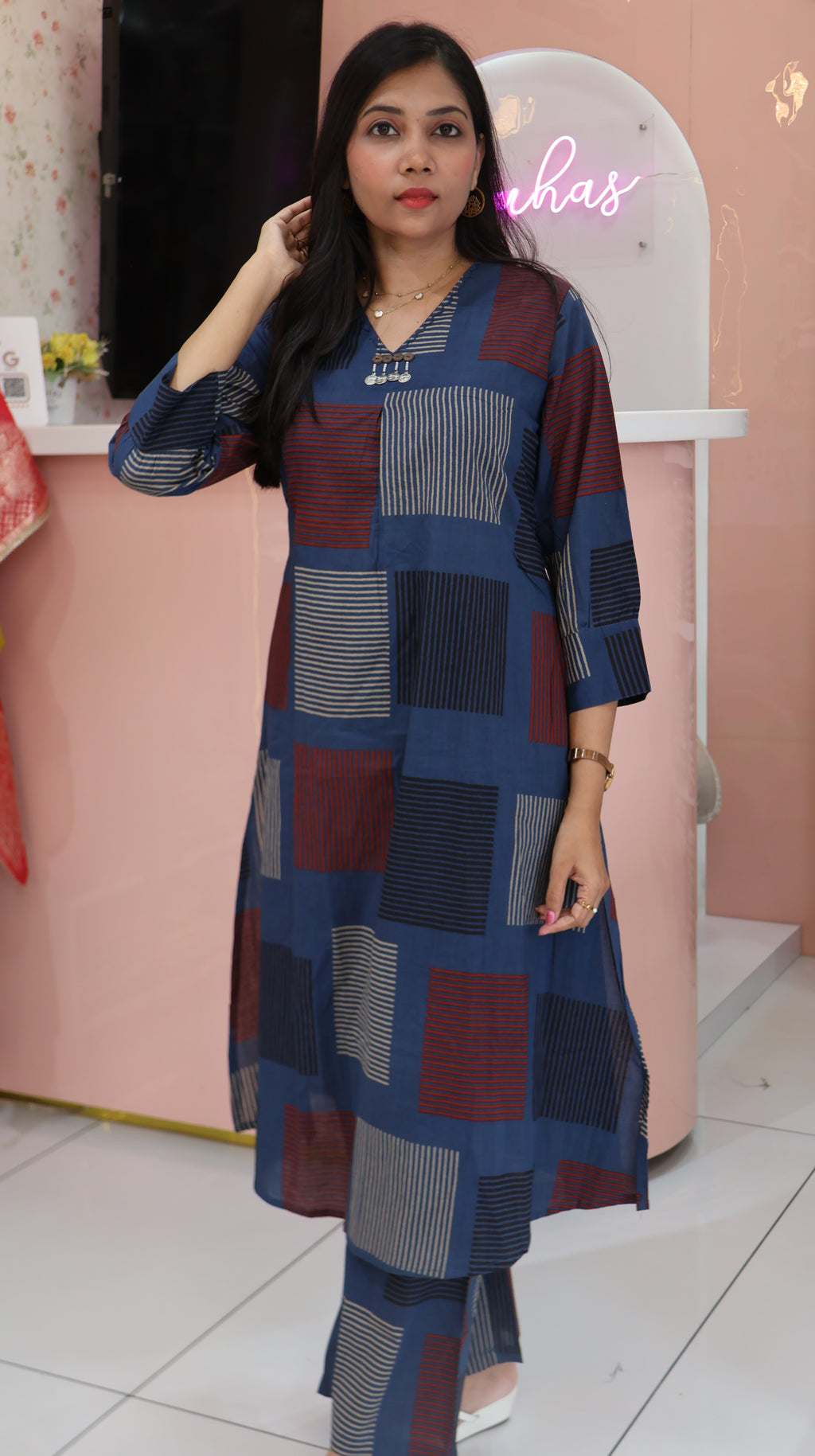 Pure Cotton Blue Coordset - YVS164