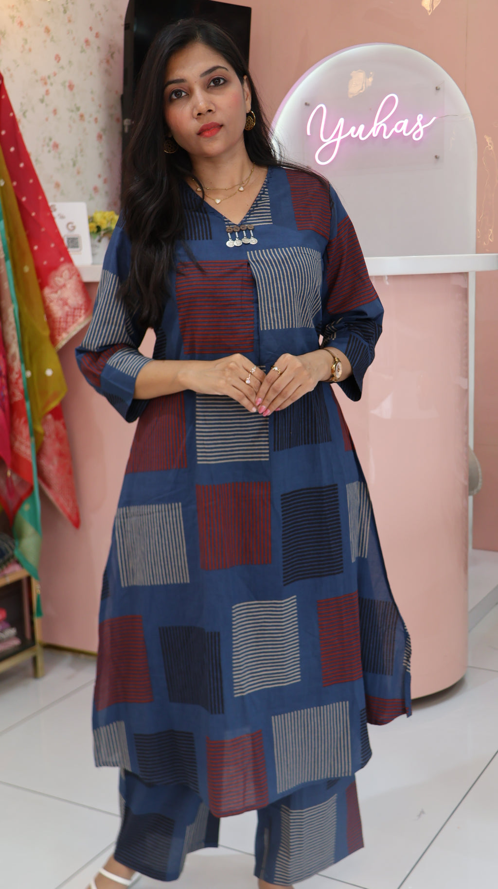 Pure Cotton Blue Coordset - YVS164