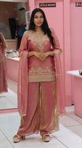 Premium heavy work Pink Sharara - YVS183