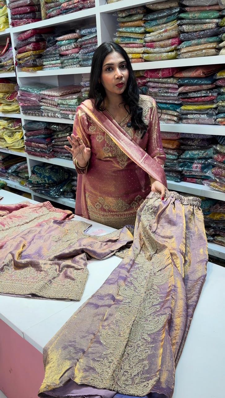 Premium heavy work Lilac Sharara -YVS184