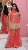Premium Golden Pink Sharara- YVS191