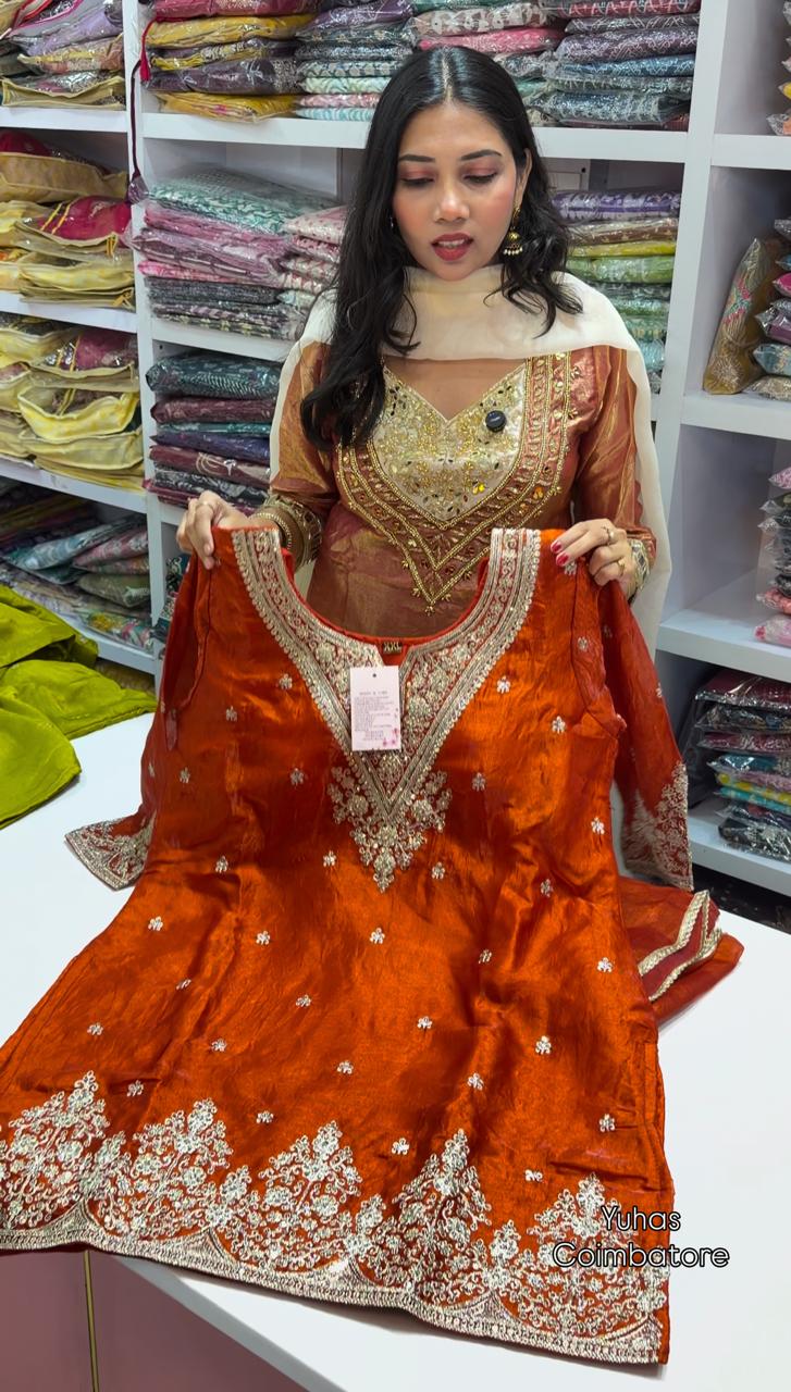 Premium Sharara set IN Rustic Orange