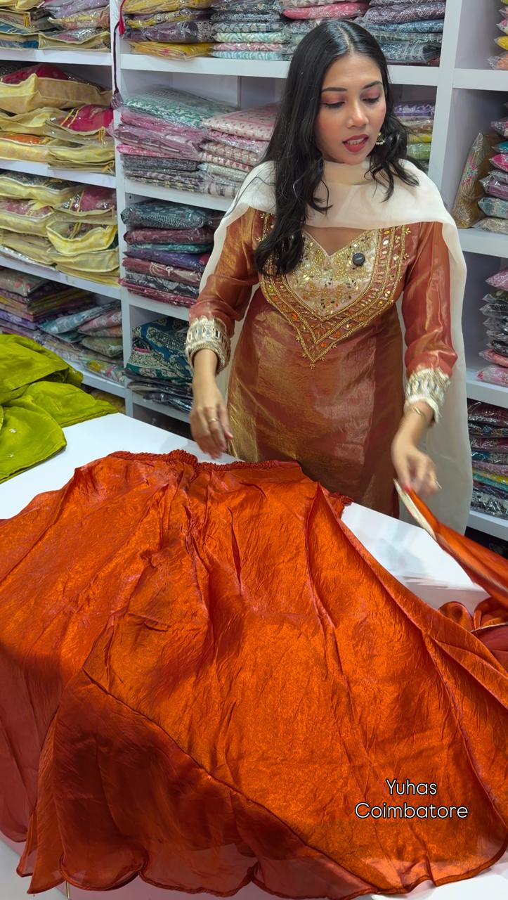 Premium Sharara set IN Rustic Orange