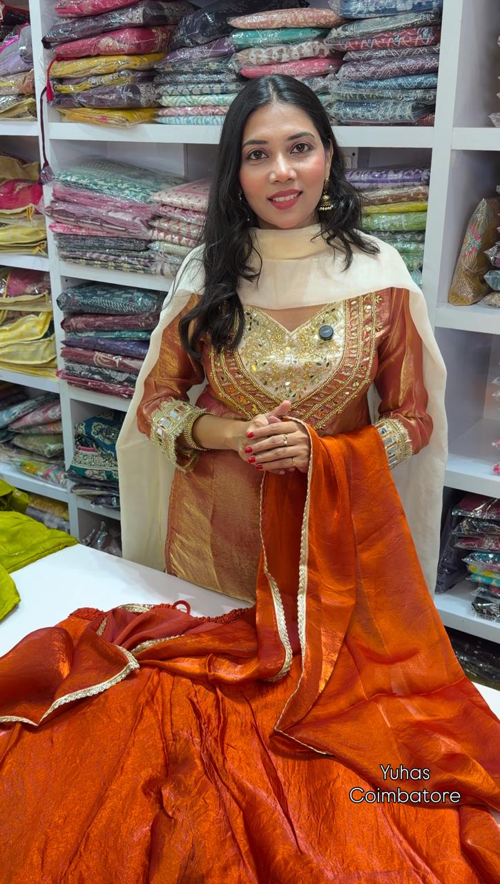 Premium Sharara set IN Rustic Orange