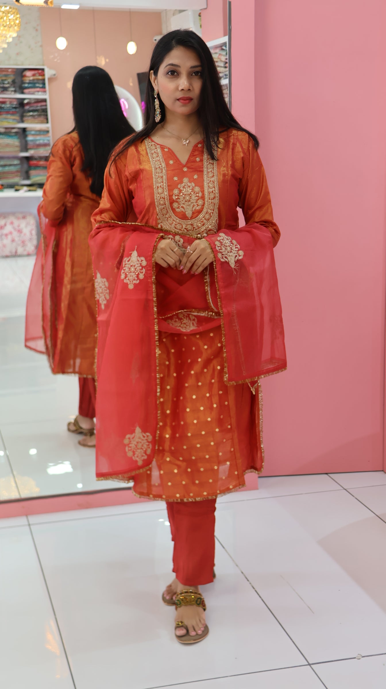 Premium Rustic Orange Sawlar suit -YVS199
