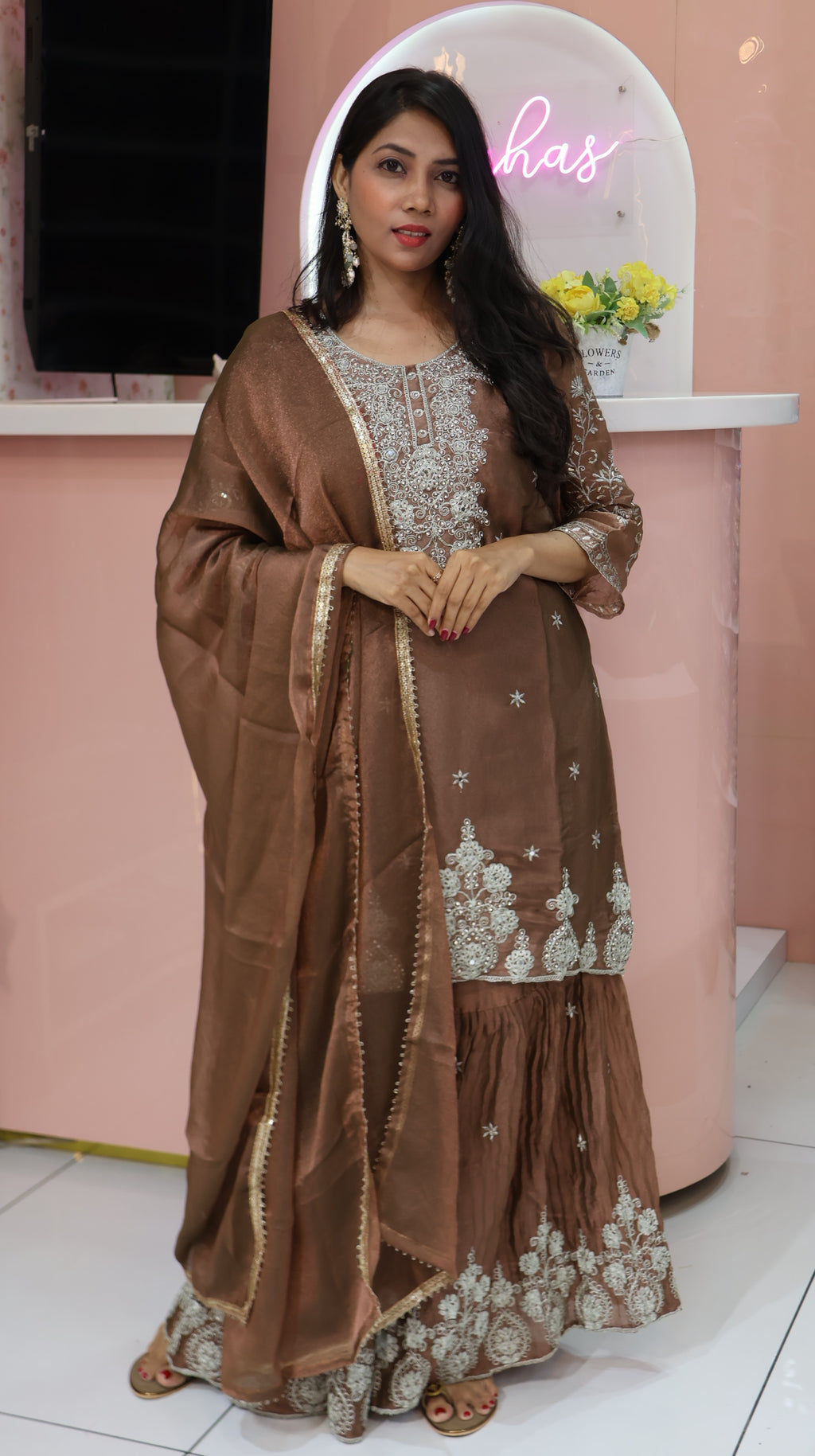 Premium Choco Brown sharara -YVS204