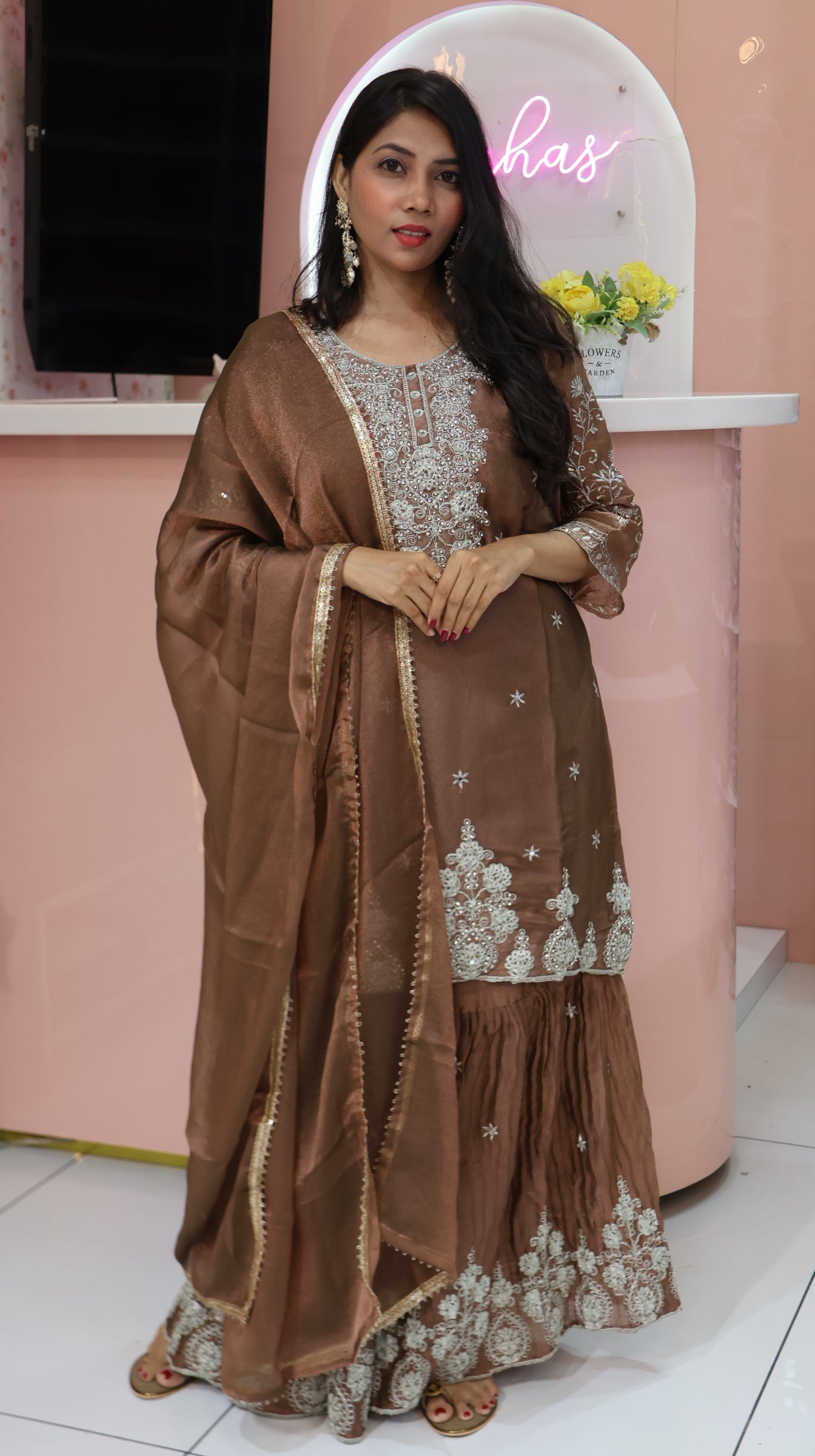 Premium Choco Brown sharara -YVS204