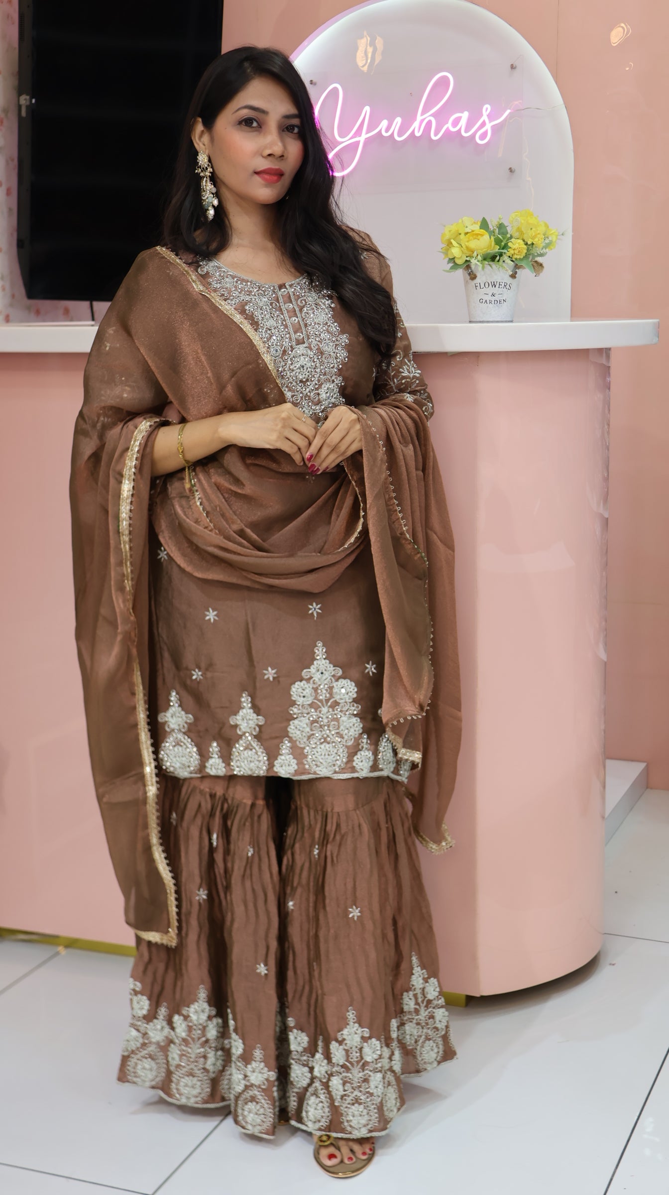 Premium Choco Brown sharara -YVS204