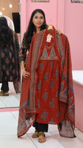 Pure Cotton Maroon Anarkali Suit - YVS222