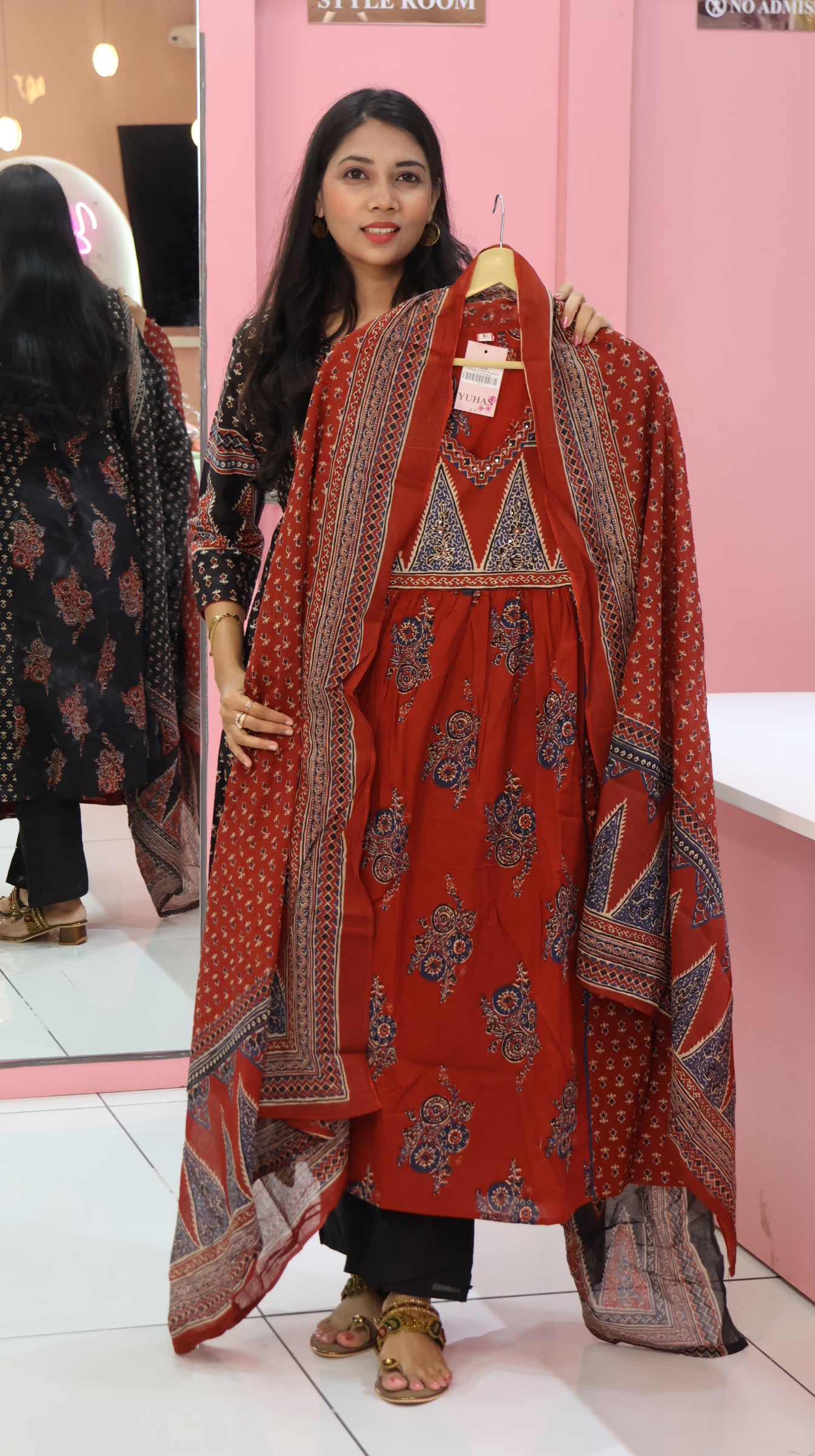 Pure Cotton Maroon Anarkali Suit - YVS222