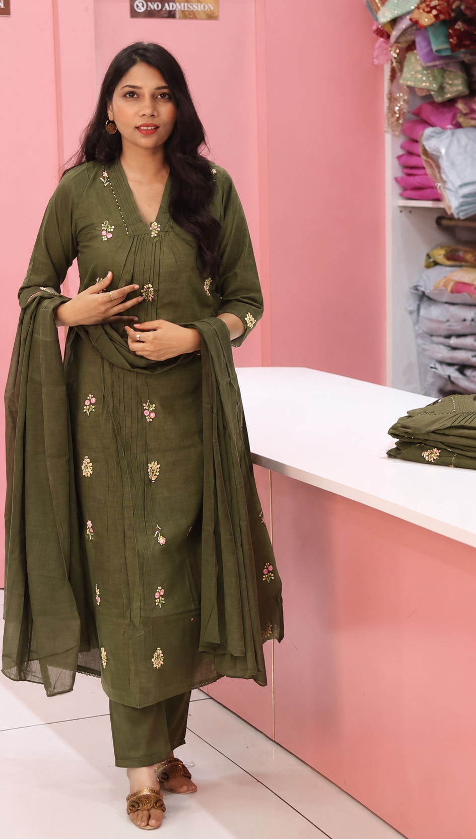 Pure Cotton Aline Green Salwar - YVS226