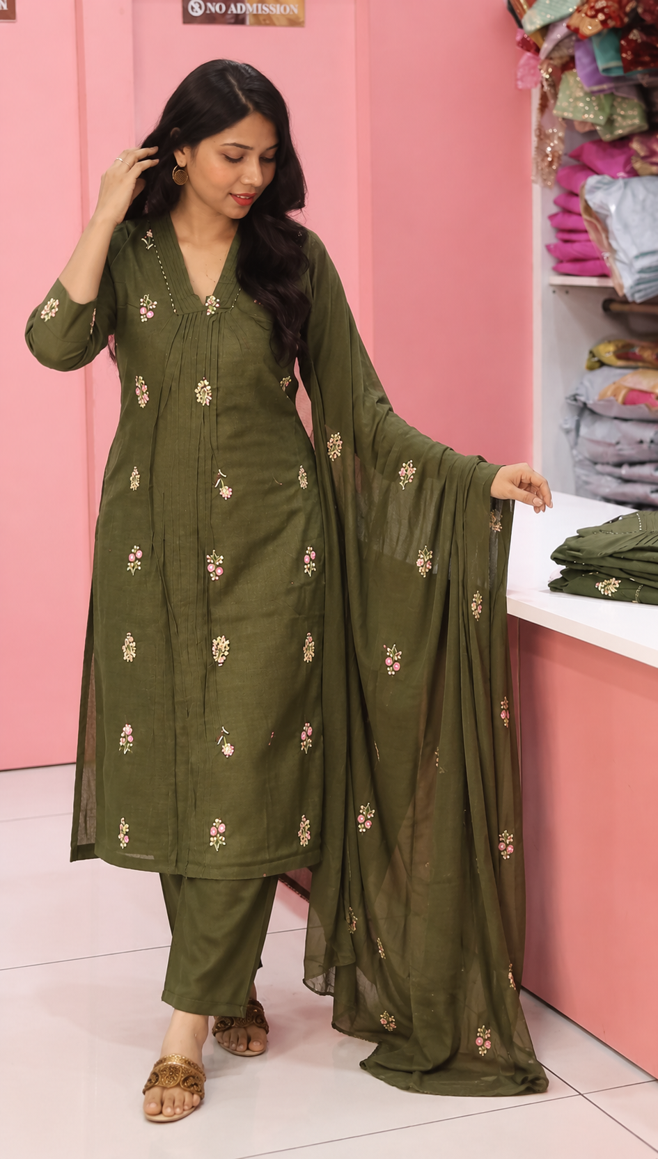 Pure Cotton Aline Green Salwar - YVS226