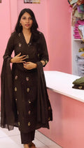 Pure Cotton Aline Brown Salwar - YVS227