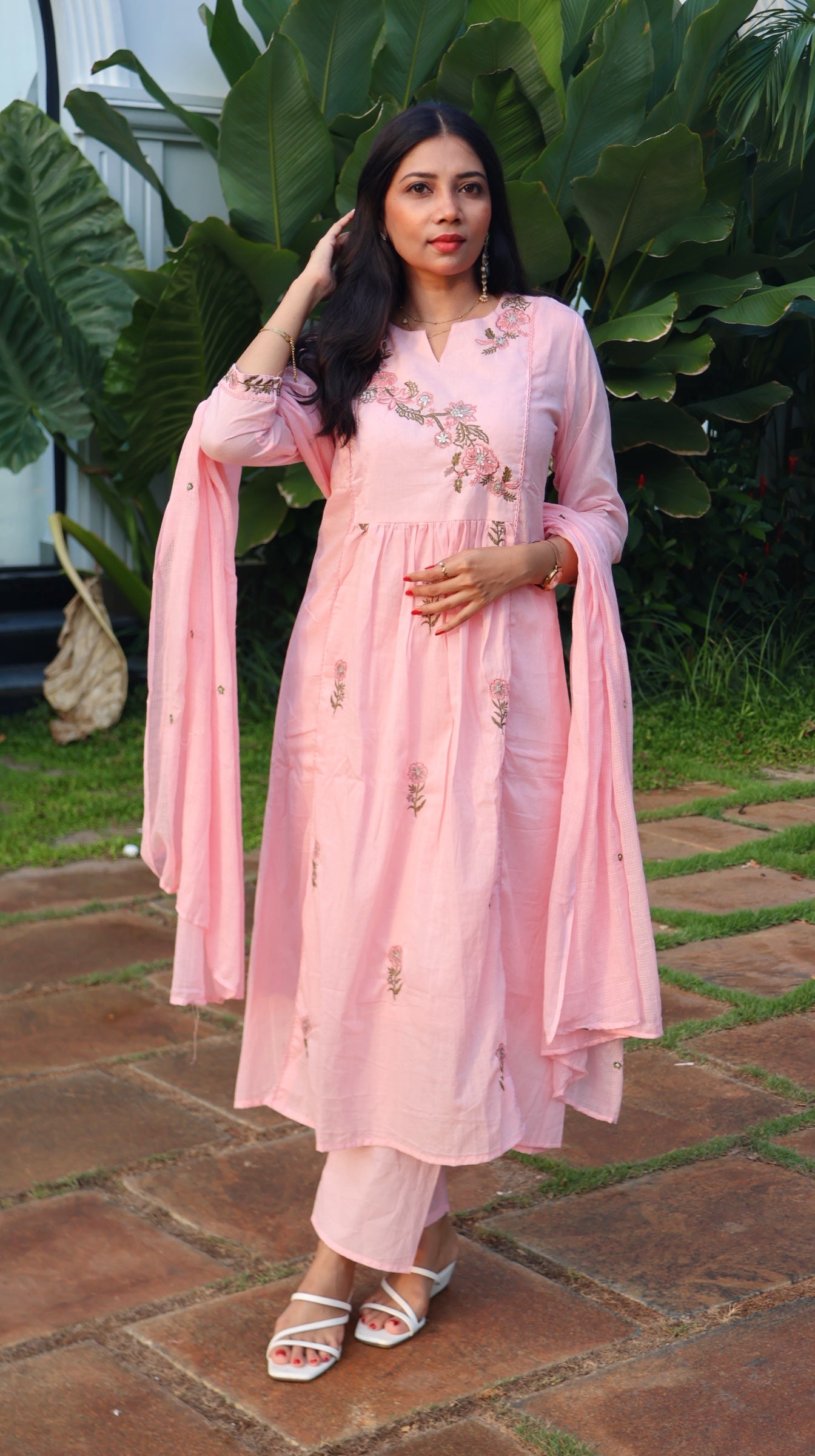 Pure Mul Cotton Pink Anarkali Salwar -YVS228