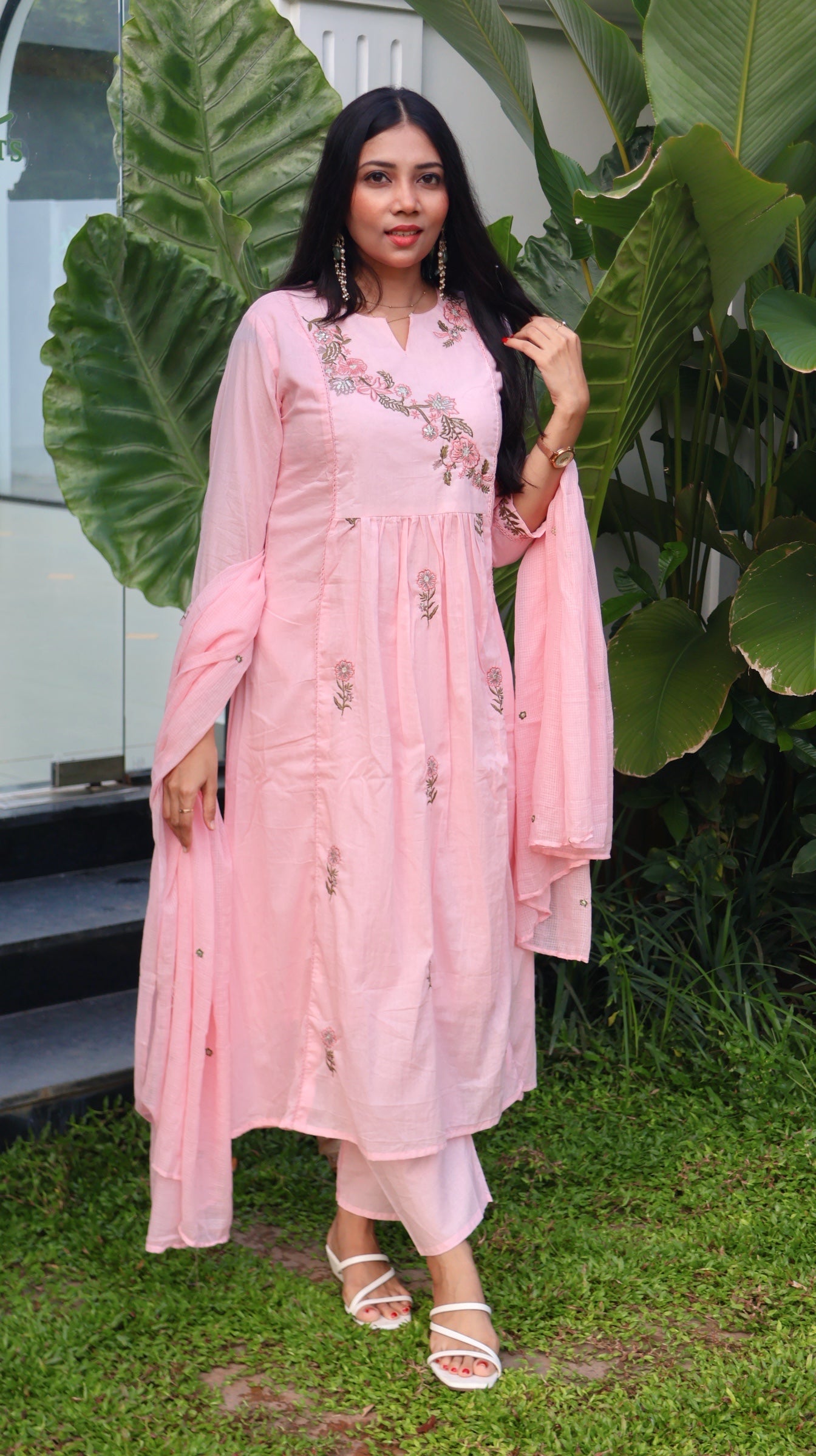 Pure Mul Cotton Pink Anarkali Salwar -YVS228