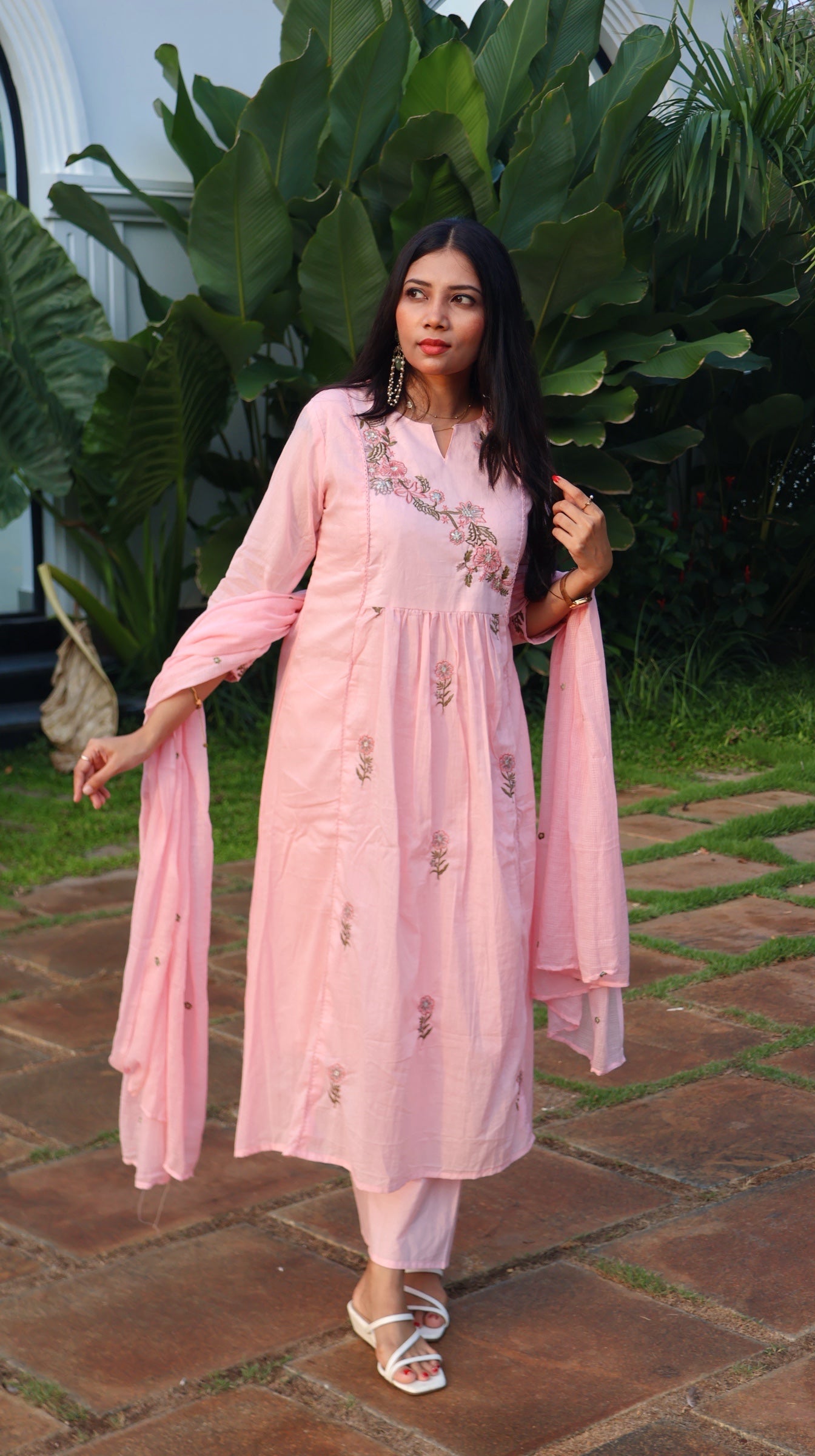 Pure Mul Cotton Pink Anarkali Salwar -YVS228