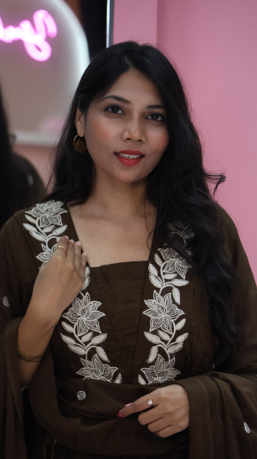Pure Mul Cotton Brown Salwar Suit