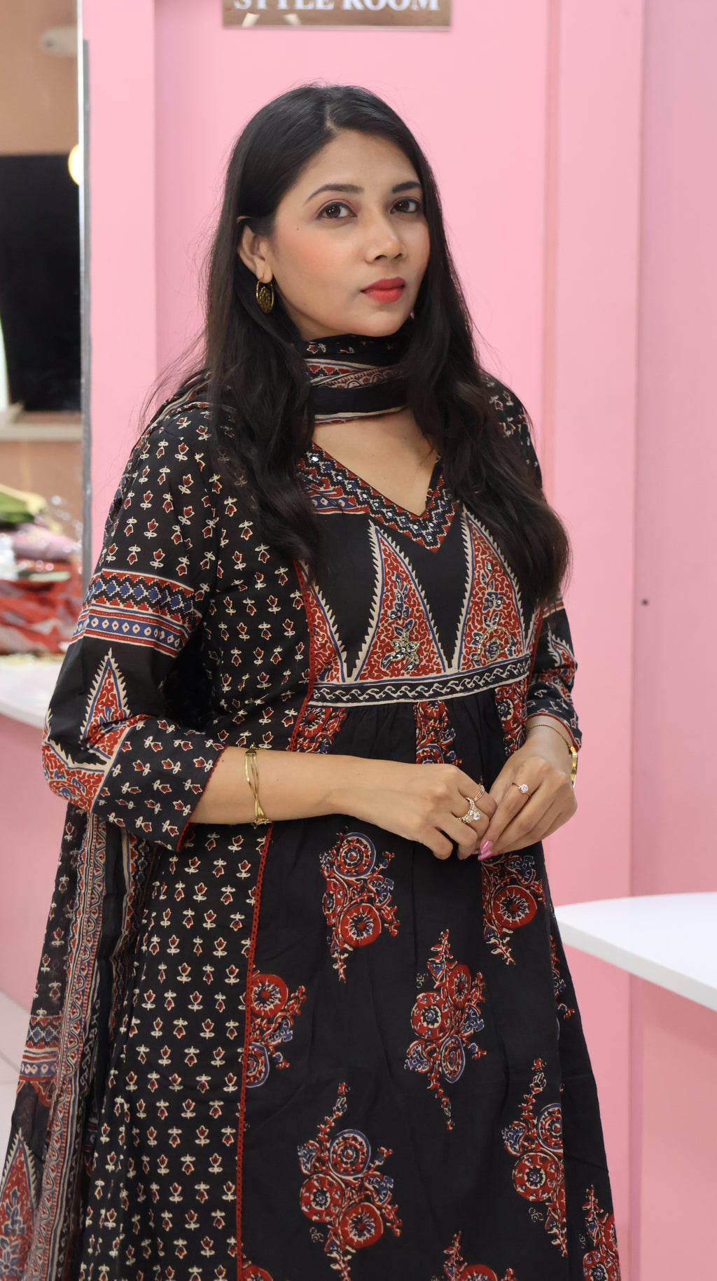 Pure Cotton Black Anarkali Suit - YVS236