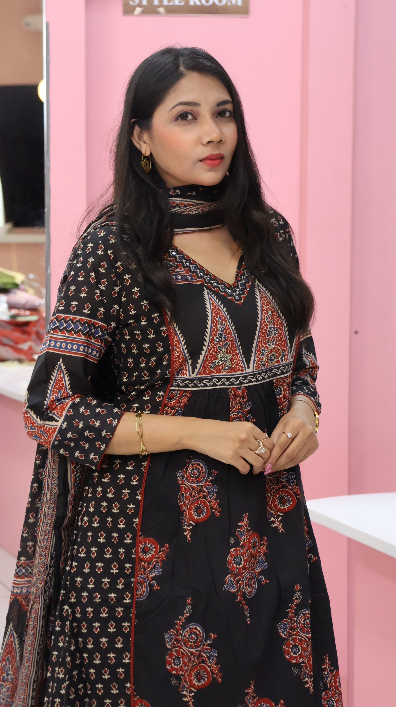 Pure Cotton Black Anarkali Suit - YVS236